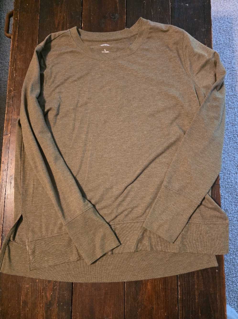 Sonoma Olive Crewneck Long Sleeve Top